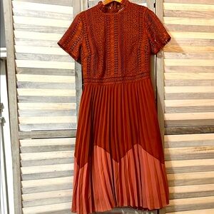 Bohme Elegant Rust and mauve Lace Dress